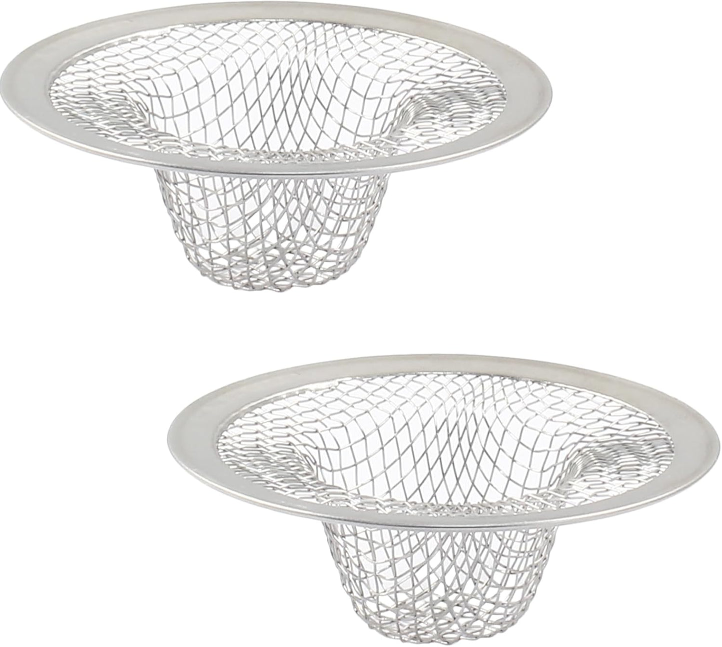Piutouyar 2 Pack Stainless Steel Kitchen Sink Strainer, 3.5 Inch Diameter Mesh Basket Large Round Filter Kitchen Drain Strainer Food Catcher for Bathroom Bathtub Wash Basin Garbage
