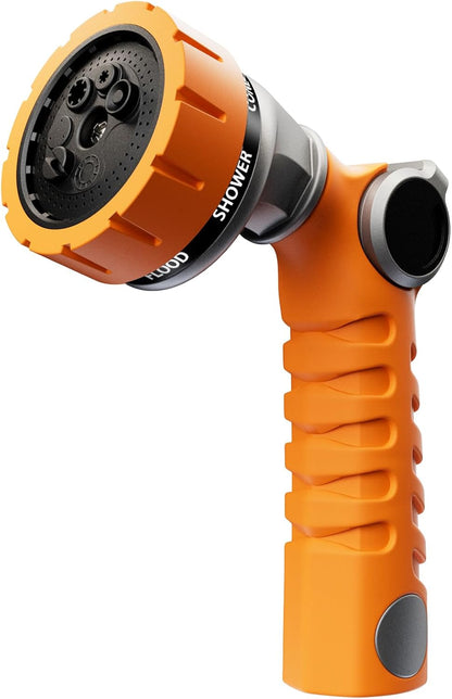 RESTMO Heavy Duty Hose Nozzle, Metal Garden Water Hose Sprayer with 7 Watering Patterns, Thumb Control, On Off Valve, High Pressure Nozzle Sprayer for Watering Plants, Car and Pet Washing, Bronze