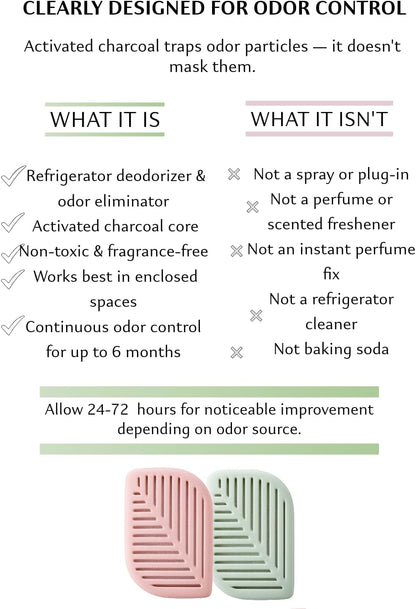 Refrigerator Deodorizer & Fridge Odor Eliminator (2 Pack) – Activated Charcoal Odor Absorber, Non-Toxic & Long-Lasting – Kitchen Must Haves, Renter Friendly Home Upgrade for Fridge, Freezer & Pantry