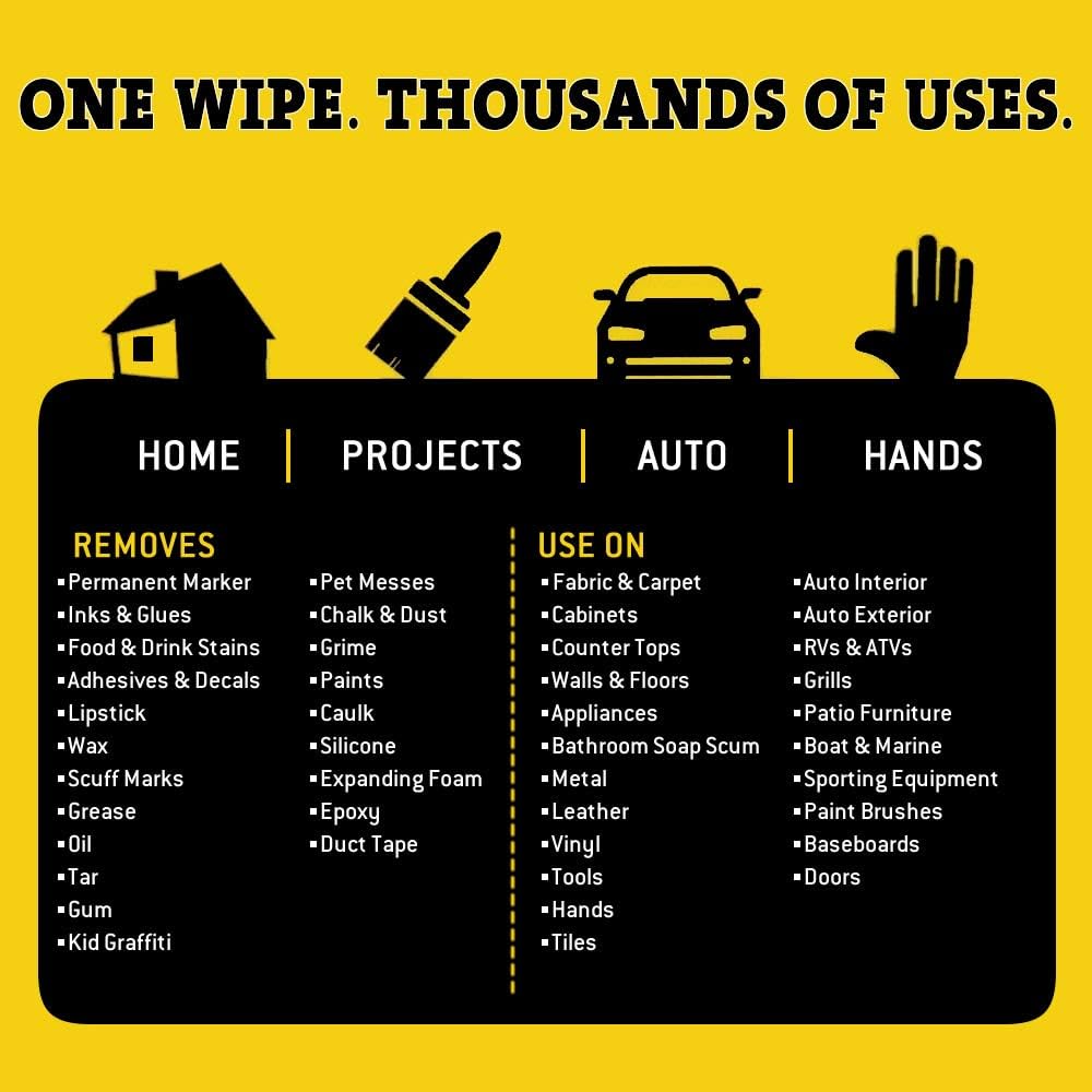 Tub O' Towels Heavy-Duty Multi-Surface Cleaning Wipes, 7" x 8", 40 Count Canister, Removes Grease, Grime, and Tough Stains, Durable Disposable White Wipes for Home, Garage, and Outdoor Cleaning Tasks | industrial-disposable-wipes