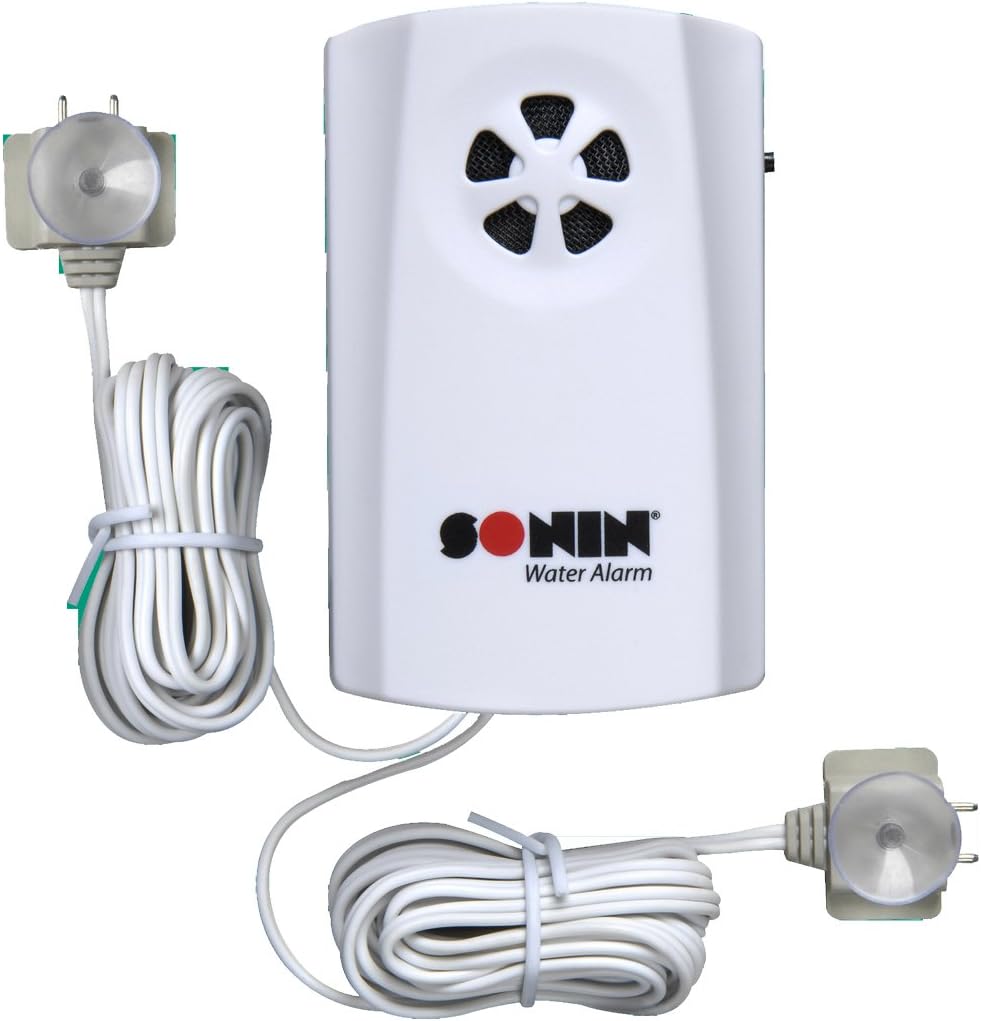 Sonin Water Alarm – 85 dB Leak Detector with Remote Sensor for Early Water Detection and Dual-Point Leak Detection for Expanded Coverage (00802)