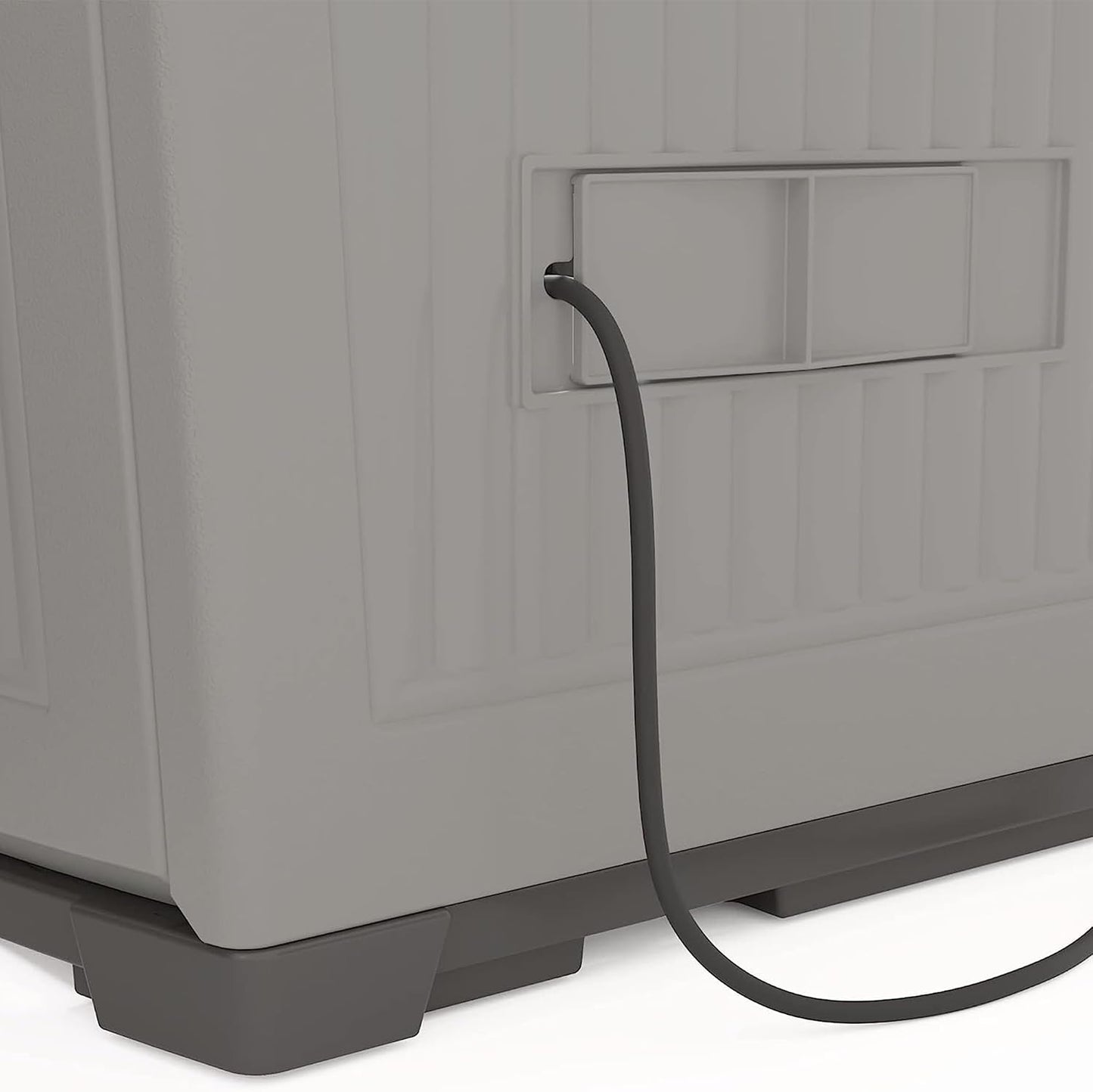 Suncast 130-Gallon Backyard Oasis Basic Unit Lockable Outdoor Storage Cabinet, Peppercorn, Made in the USA