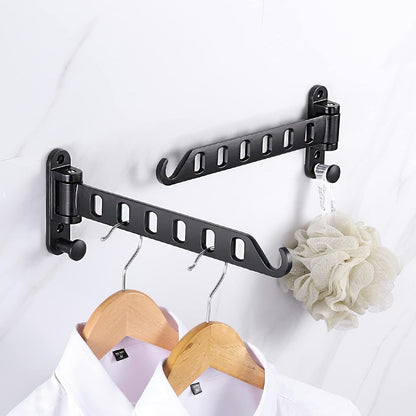 JOOM Wall Mounted Drying Rack, Foldable Clothes Hanger Rack for Laundry Room, Space Saving Wall Mount Clothes Rack, Aluminum Coat Hanger Holder for Closet, Bathroom, White
