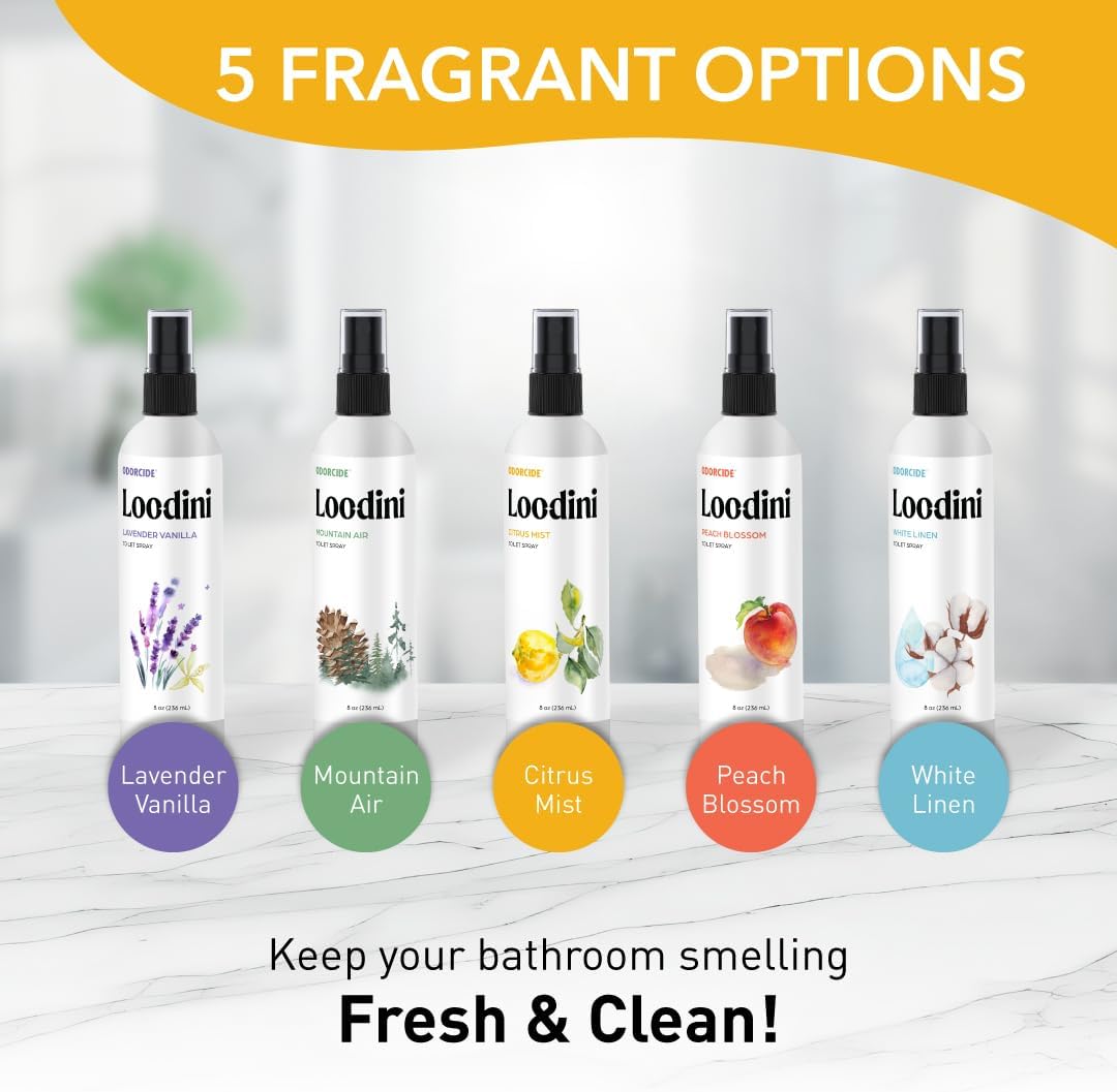 Odorcide Loo-Dini Lavender Vanilla 8oz Toilet Spray & Bathroom Spray – Use This Bathroom Spray Odor Eliminator Before You Go – Poop Spray For Toilet and Bathroom Air Freshener & Bathroom Deodorizer