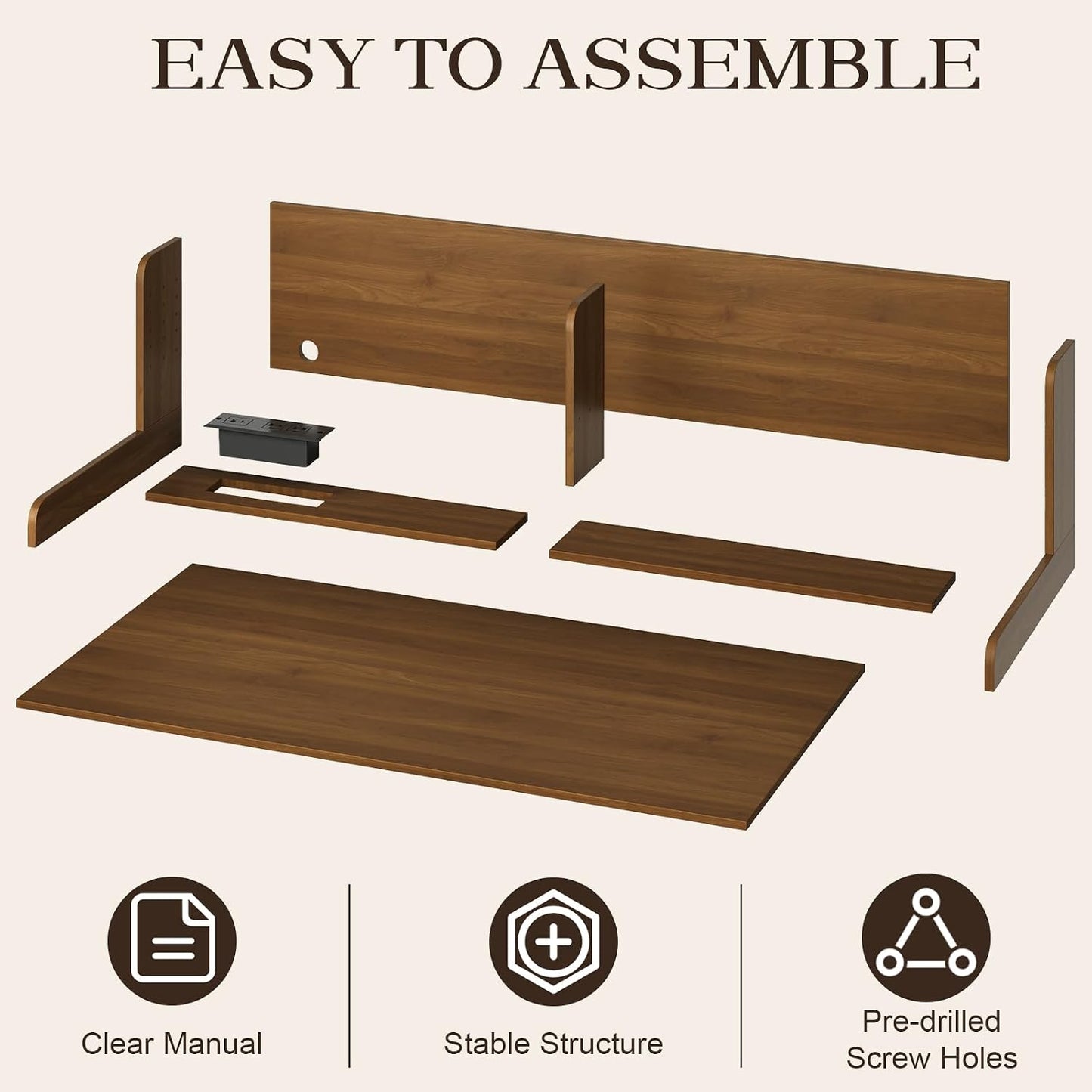 Washer Dryer Countertop with 2 Adjustable Shelves and Charging Station, 53.94" x 27.56" Laundry Countertop for Washer and Dryer, Laundry Room Storage Organizer, Walnut