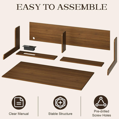 Washer Dryer Countertop with 2 Adjustable Shelves and Charging Station, 53.94" x 27.56" Laundry Countertop for Washer and Dryer, Laundry Room Storage Organizer, Walnut