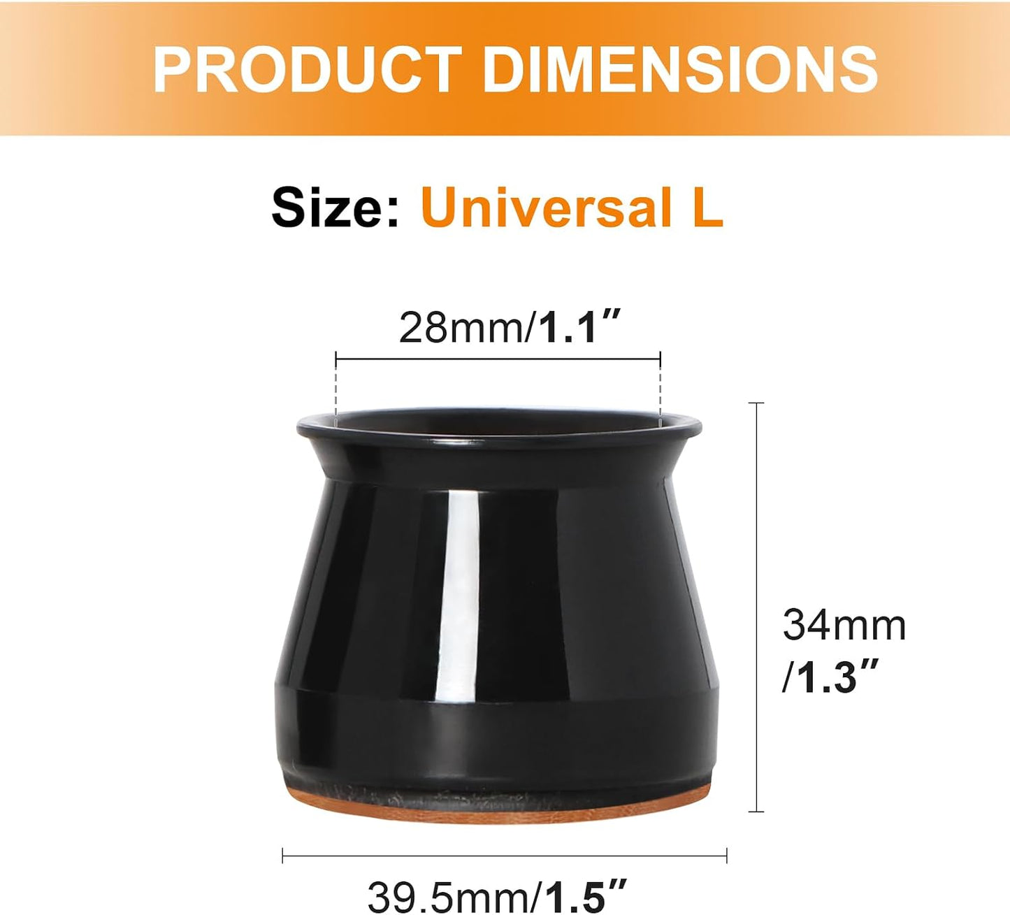 VIUME 24 Pcs Chair Leg Floor Protectors for Hardwood Floors Silicone Covers Felt Pads Furniture Leg Caps Anti-Scratch Reduce Noise Fit (1-5/16" to 2")