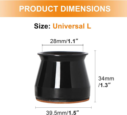 VIUME 24 Pcs Chair Leg Floor Protectors for Hardwood Floors Silicone Covers Felt Pads Furniture Leg Caps Anti-Scratch Reduce Noise Fit (1-5/16" to 2")