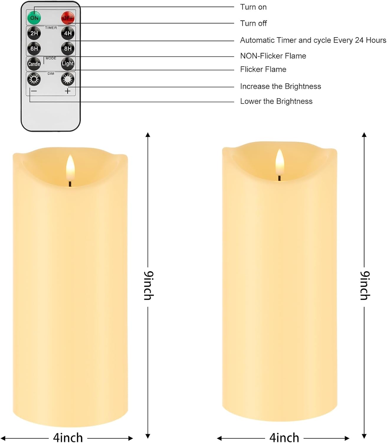Blue Flameless Candles with Remote, Real Wax Glass Battery Operated Candles with Timer, LED Pillar Candle for Bedroom Home Wedding Birthday Party Fall Halloween Christmas Decorations, Set of 3
