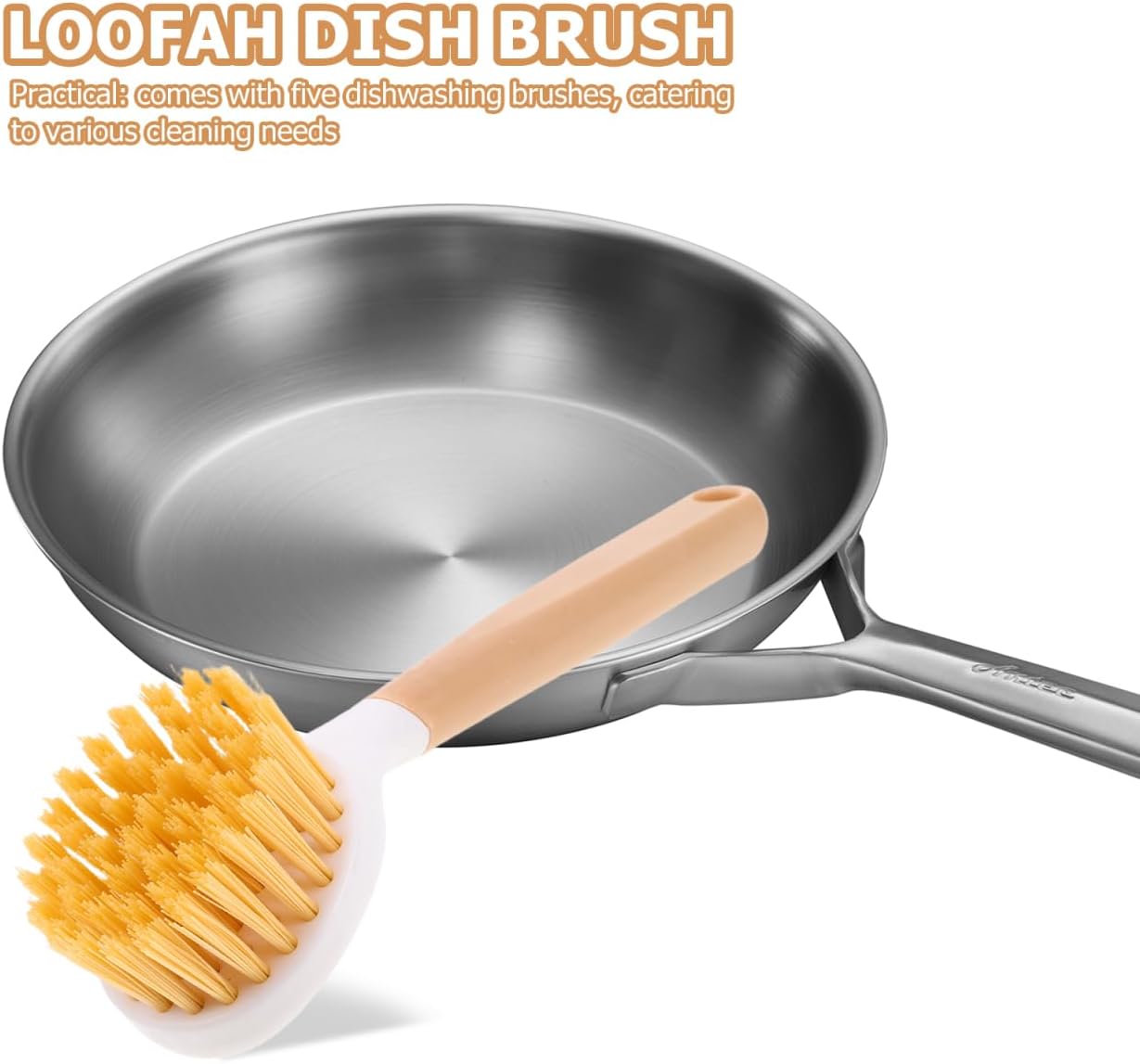 Cabilock Pot Scrubber Brush for Kitchen Ergonomic Dishwashing Brush with Non-Scratch Bristles for Pots Pans Woks and Kitchen Utensils Hanging Hole for Convenient Storage 8.74X1.96X1.18In