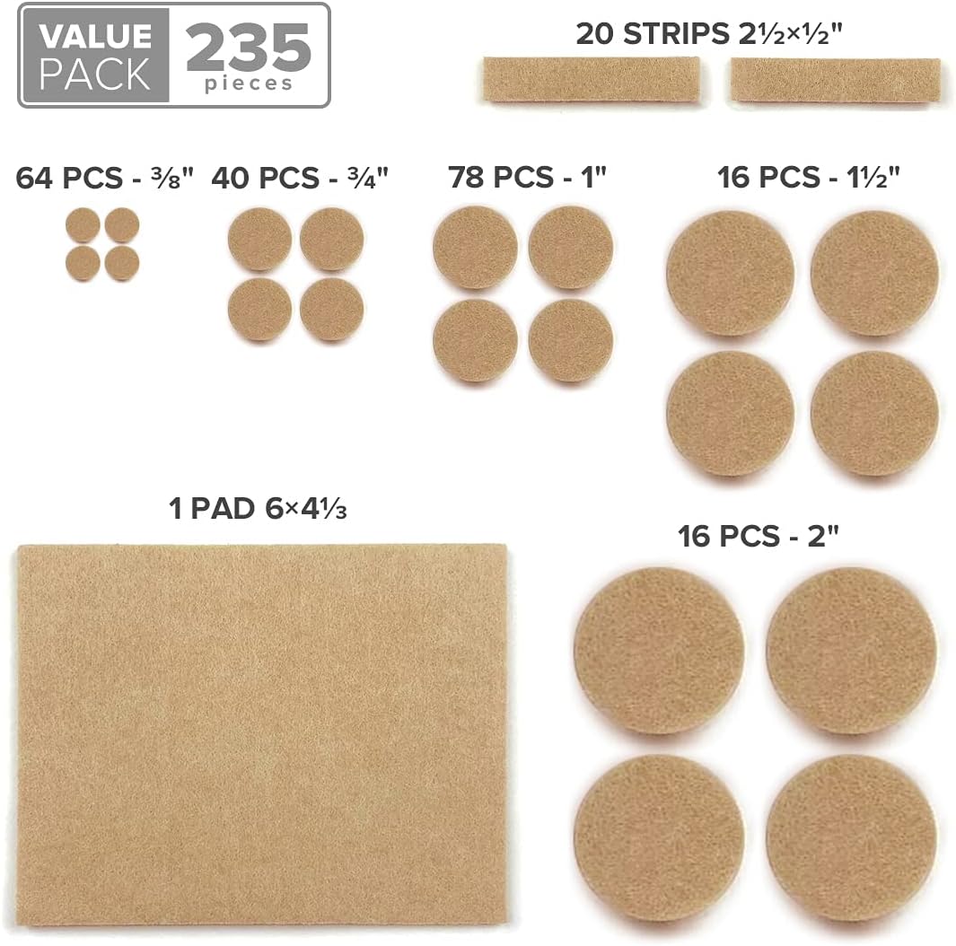 Felt Furniture Pads X-PROTECTOR - 48 Premium Floor Protector Chair Felts for Feet Wood Floors Best Hardwood Protect Your Hard Floors! (Brown)