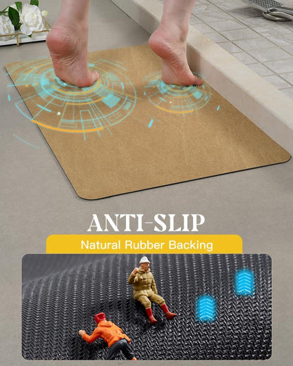 MontVoo -Bath Mat-Rubber Backing Non SlipThin Bathroom Rugs Fit Under Door- Quick Dry Absorbent Faux Suede Surface Grey Bathroom Floor Mats-Shower Rug for in Front of Bathtub Shower Gray 16x24