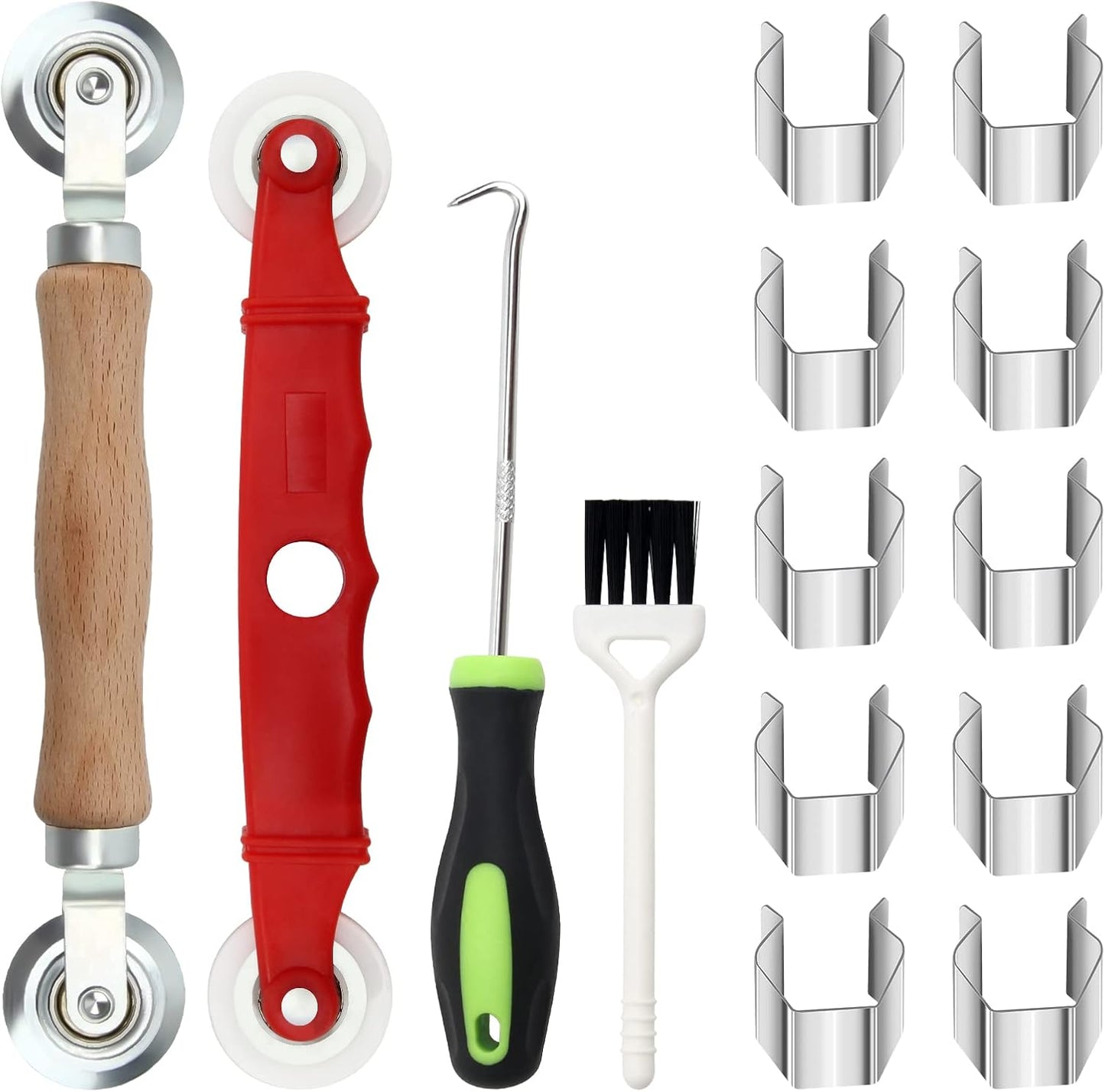 Window Screen Repair Kit Mesh Screen Spline Roller Repair Tools Kit with Screen Installer Clips, Metal and Plastic Spline Fixing Tool Kit for Window Screen1