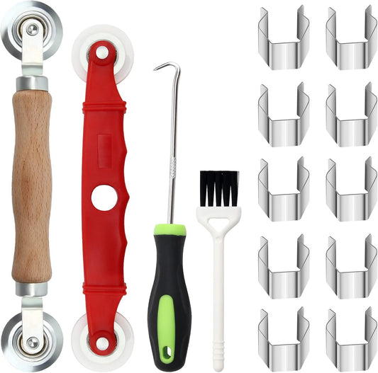 Window Screen Repair Kit Mesh Screen Spline Roller Repair Tools Kit with Screen Installer Clips, Metal and Plastic Spline Fixing Tool Kit for Window Screen1