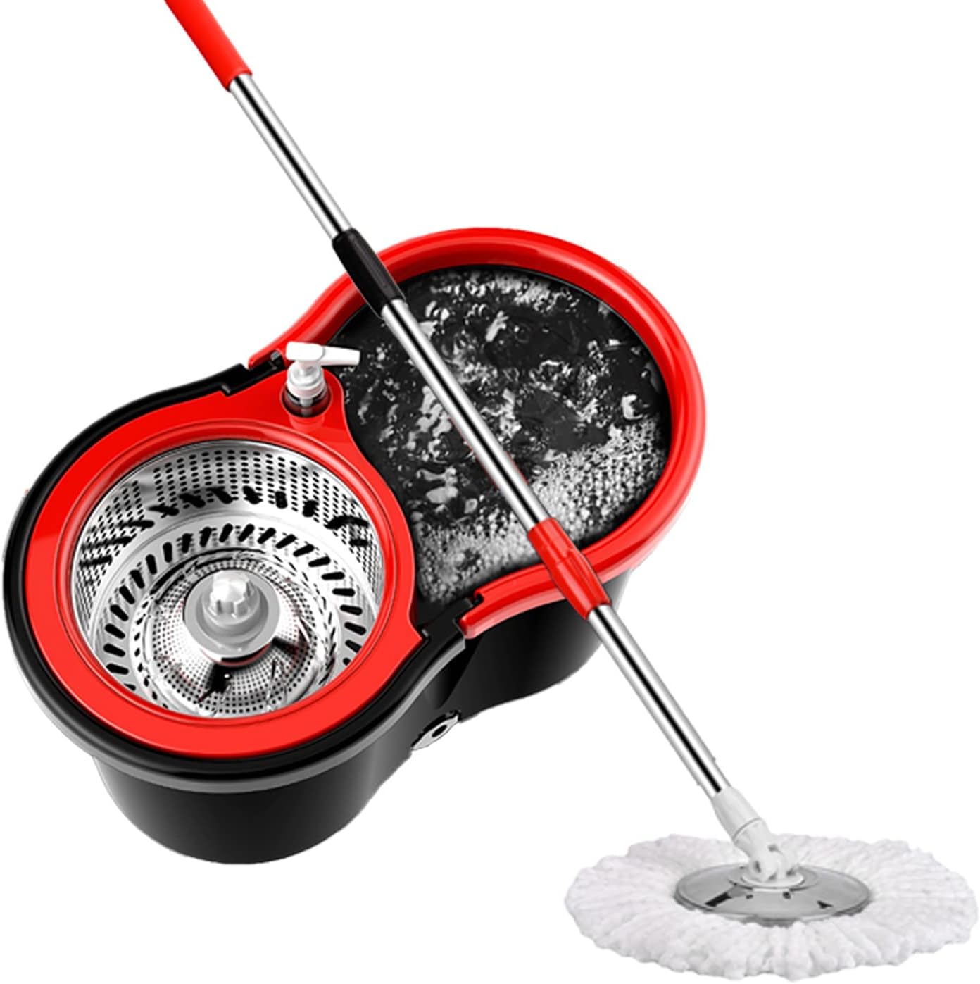 Mop and Bucket with Wringer Set 360° 3psc Microfiber Spin Mop with Bucket and Dual Mop Heads Self Wringing Spinning Mop for Office and Home Use (20QT)
