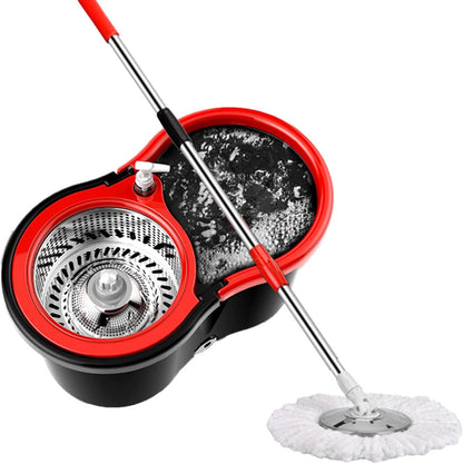 Mop and Bucket with Wringer Set 360° 3psc Microfiber Spin Mop with Bucket and Dual Mop Heads Self Wringing Spinning Mop for Office and Home Use (20QT)