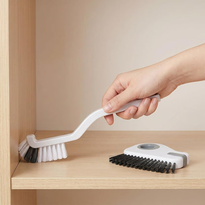 2Pcs 2 in 1 Groove Cleaning Brush Window Track Cleaning Tool Kitchen Scrub Brush Right Angle Scrub Brushes Multifunction Crevice Brushes with Hidden Scraper for Sliding Door Track Small Space Sink