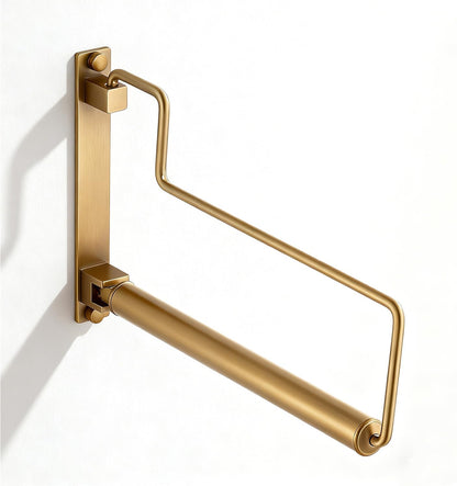 NEWRAIN Folding Wall Mounted Clothes Hanger Rack Clothes Hook Solid Brass with Swing Arm Holder Clothing Hanging System Closet Storage Organizer Heavy Duty Drying Rack Wall Mount,Brushed Gold