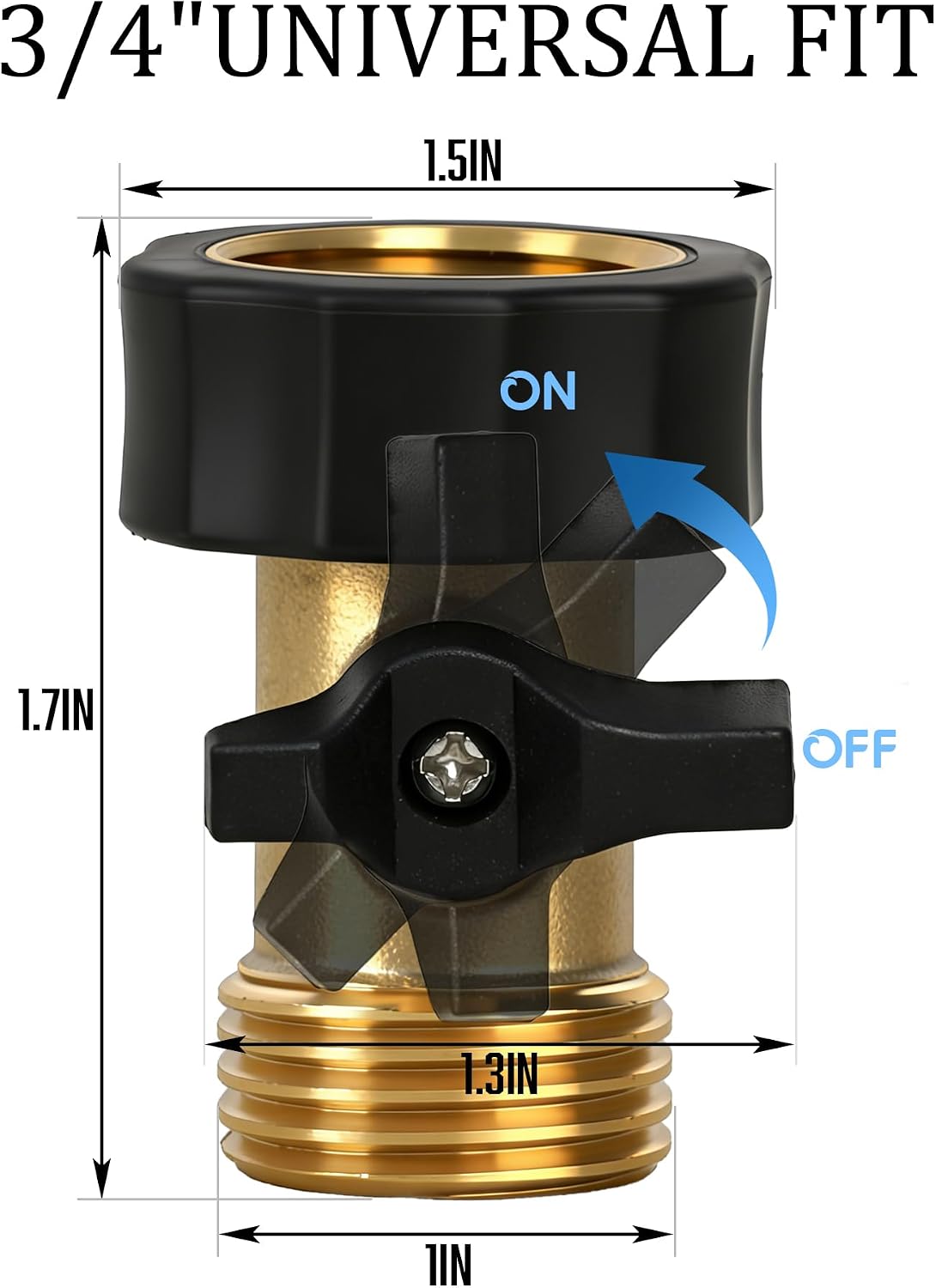 Hourleey Brass Garden Hose Shut Off Valve, 2 Pack Heavy Duty 3/4 Inch Solid Brass Garden Hose Shut Off Valve with 10 Extra Rubber Washers