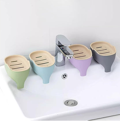 Soap Dish Holder for Shower Bar Double Layer Cute Lotus Shape Adhesive Tray Sink Wall Mounted Shampoo NO-Drilling Self Draining Hanging Saver Rack Plastic Bathroom Bathtub Kitchen，Pink
