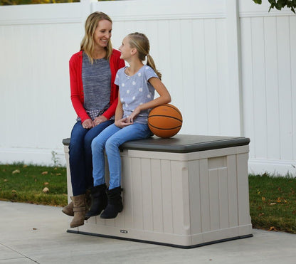 LIFETIME 60012 Extra Large Deck Box, 130 Gallon, Desert Sand/Brown