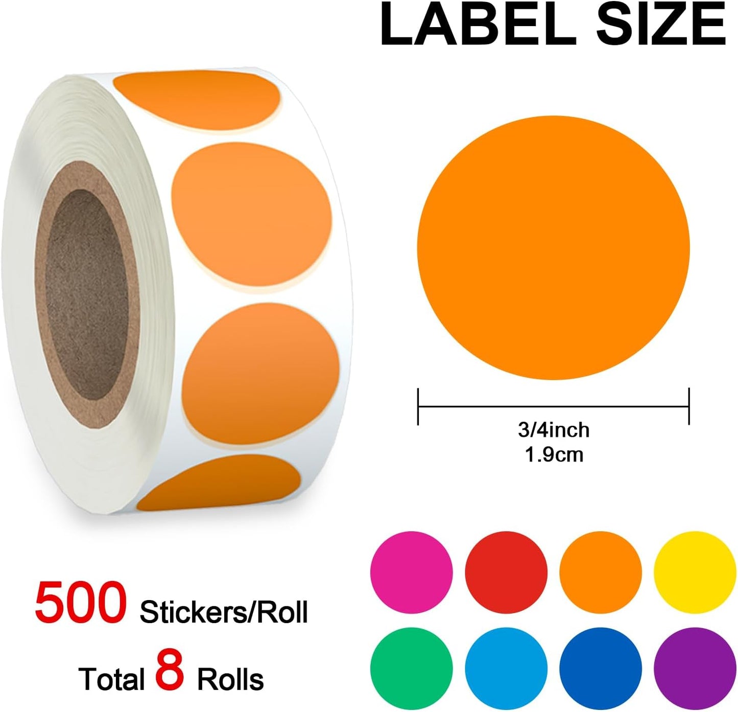 Misofuki 16 Rolls 960 Pcs 1"x4.5" Color Coded Moving Labels Stickers for Boxes with 4 Bedroom Labels - Can Stick on Furniture Directly, NOT Recommended for Rough Surfaces, Such as Carton