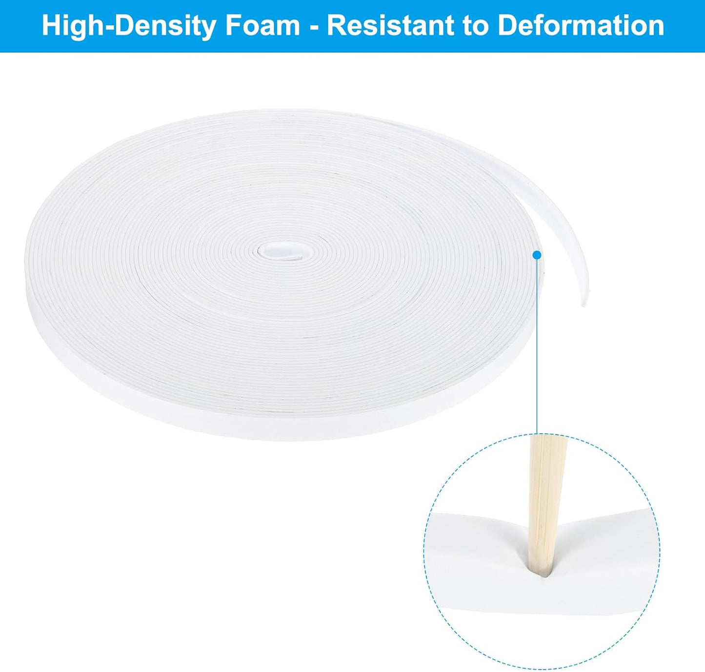 PATIKIL Weather Stripping Door Seal Strip, 3/8 Inch x 1/4 Inch x 32 Ft Self Adhesive Soundproof High Density Foam Tape Insulation for Door Window Air Conditioning, White - Colors B
