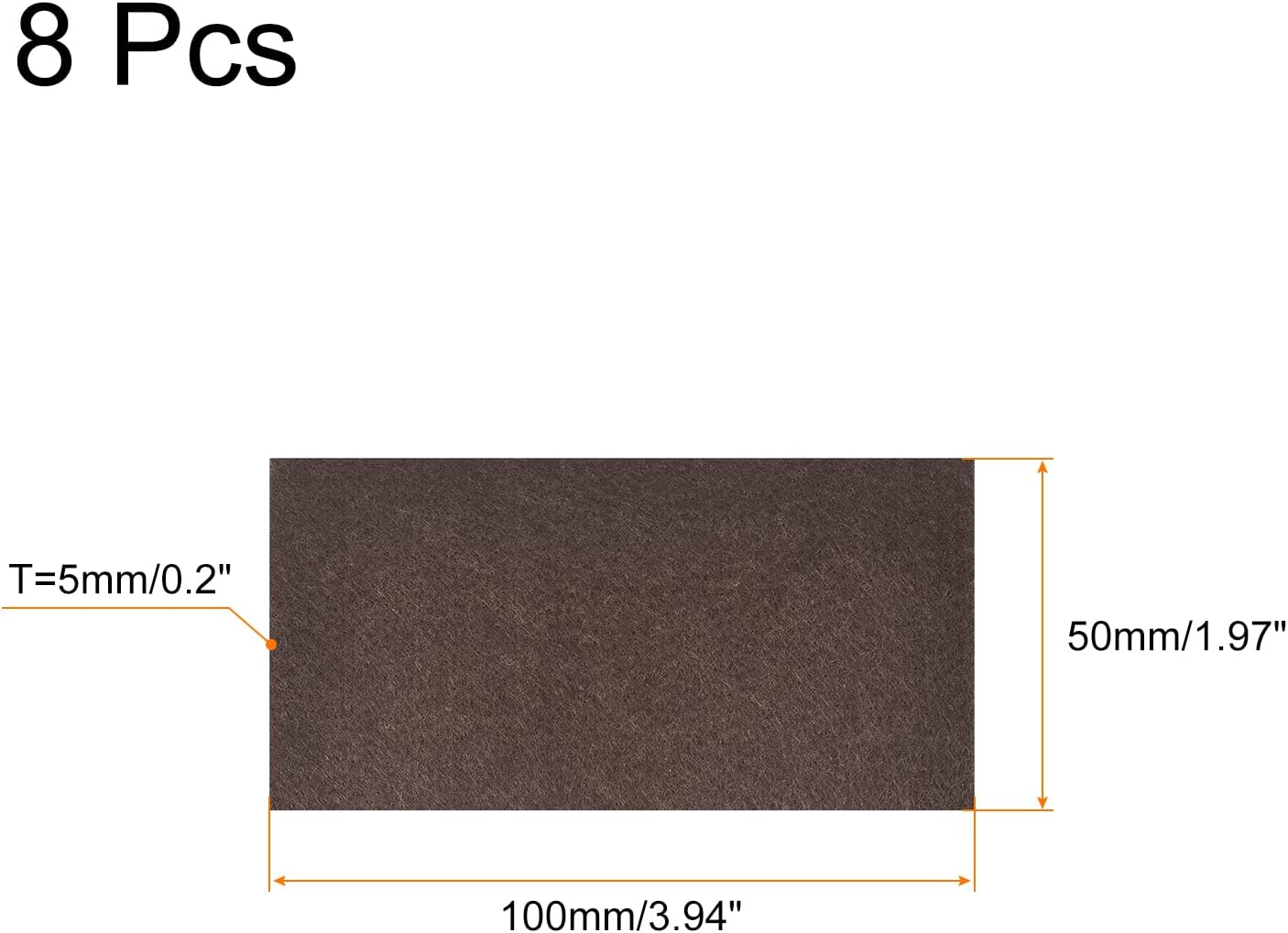 uxcell Felt Furniture Pads, 1.5-inch x 1-inch Self Adhesive Cuttable Anti Scratch Square Floor Protectors for Furniture Legs Hardwood Floor, Brown 16Pcs