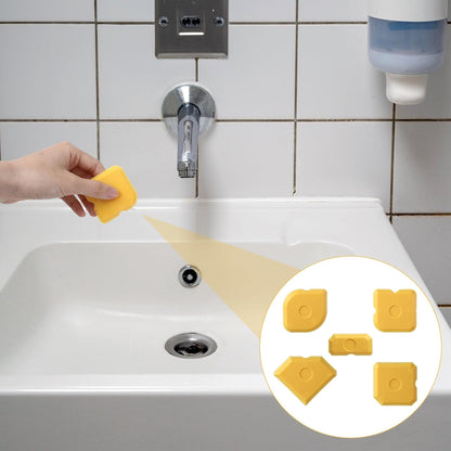 Nogeqi 10PCS Caulking Tool Kit Professional Caulk Finishing Tool, Plastic Reusable Caulk Smoothing Tools for Kitchen Bathroom Floor Tile Sealant Grout Sealing, Easy to Use (Yellow)