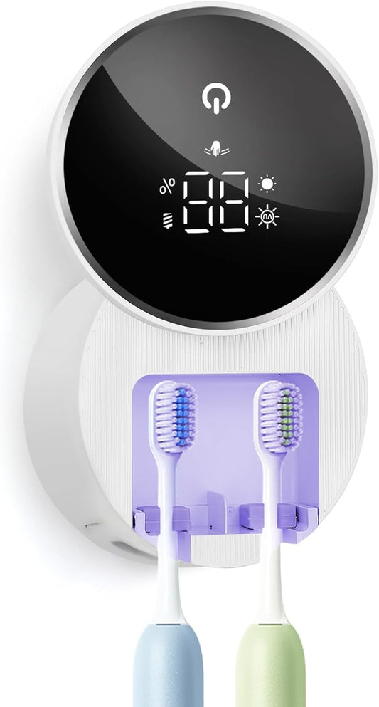 UV Toothbrush Sanitizer and Holder, WONICO Smart Tooth Brush Holders for Bathroom, Toothbrush Wall-Mounted Cleaner Organizer with Auto-Inductive Cover Fits Electric, Manual Toothbrushes for Home