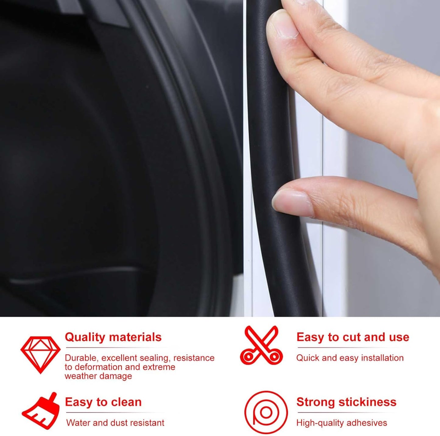 Pangda 13ft Foam Rubber D Shape Seal Strip 1" W x 0.5" H Self Adhesive EPDM Rubber Weather Stripping RV Slide Out Seal Heavy Duty Automotive Weather Stripping for Car Truck RV Boat Home