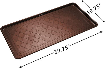 Extra Large All-Weather Boot Tray 40x20 in, Waterproof Shoe Mat with 1.25 in Raised Edge, Recycled Polypropylene Floor Protector for Entryway and Mudroom, Black