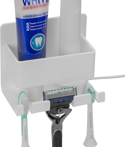 Electric Toothbrush Holder Wall Mounted, Electric Toothbrush Cord Organizer Holds 1 Chargers, Self Adhesive Electric Toothbrush Stand for Bathroom, Medicine Cabinet, Dorm(Black)