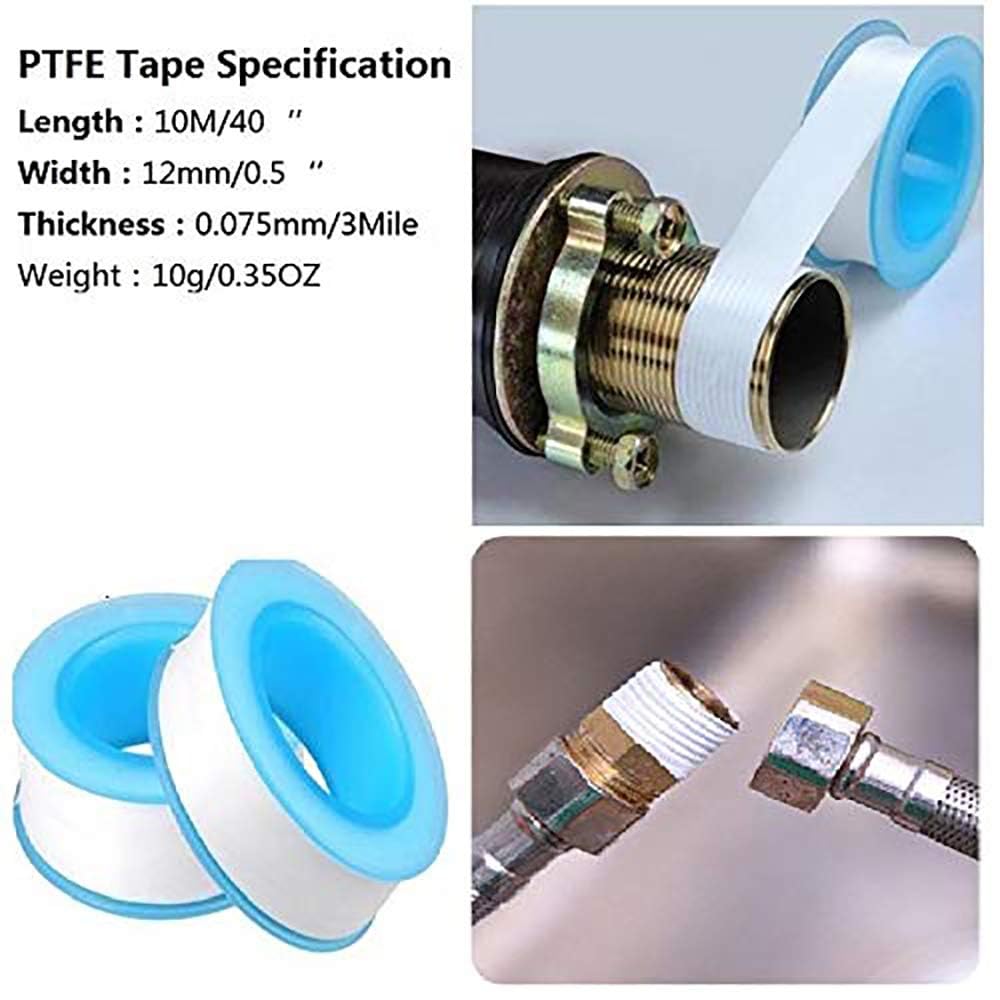 GCQ Teflon Thread Seal Tapes，PTFE Thread Seal Tape for Plumbers Sealant Tape for Leak Water Pipe Thread 3/4 inch x 790 inch (5 Pack/White)