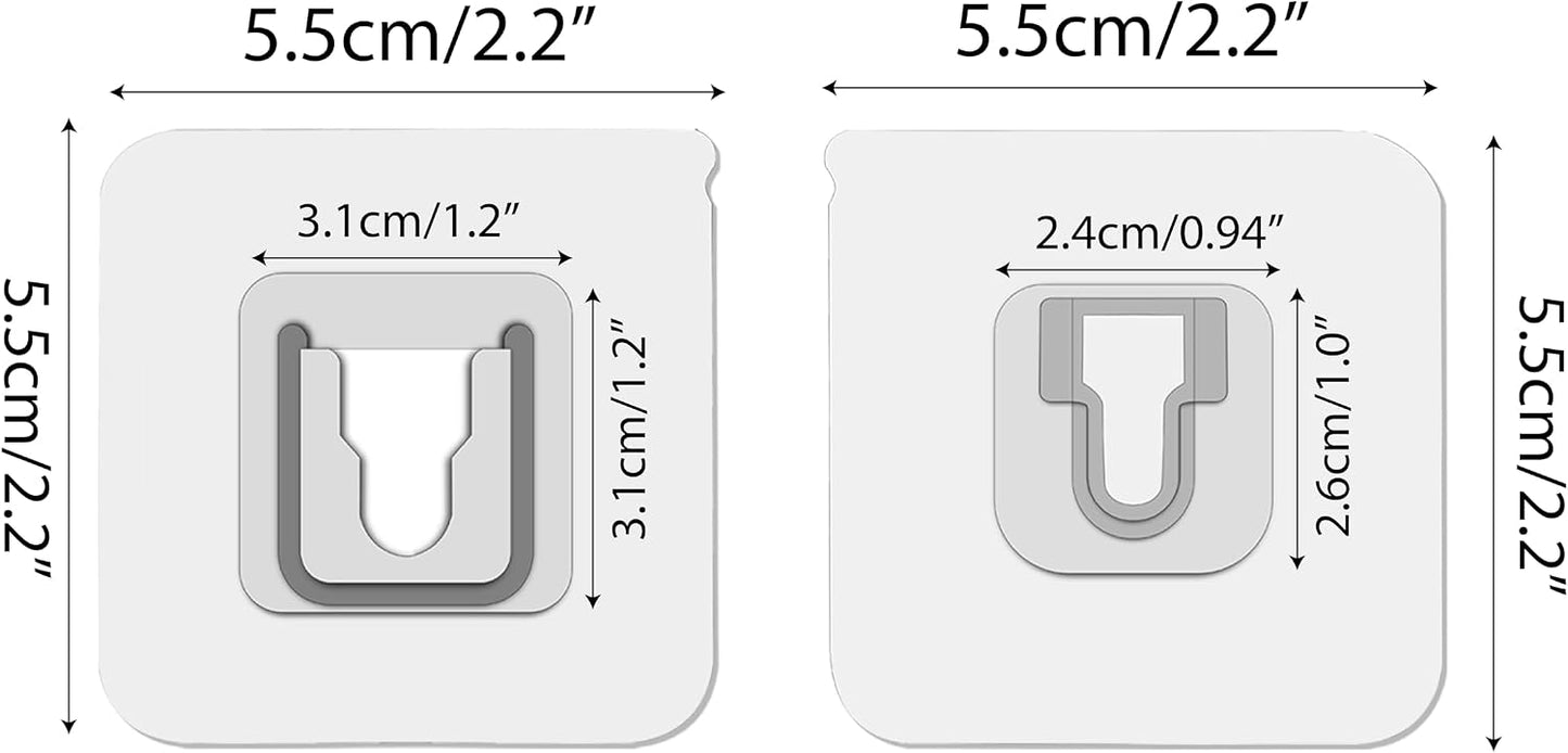 10 Pairs Double Sided Adhesive Wall Hooks Transparent - Self Mount Holder Hanger, Strong A+B Buckle Combination, 22lbs/10kg Max Heavy Duty, No-Trace Hanging for Bathroom, Kitchen, Office (20pcs)