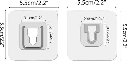 10 Pairs Double Sided Adhesive Wall Hooks Transparent - Self Mount Holder Hanger, Strong A+B Buckle Combination, 22lbs/10kg Max Heavy Duty, No-Trace Hanging for Bathroom, Kitchen, Office (20pcs)