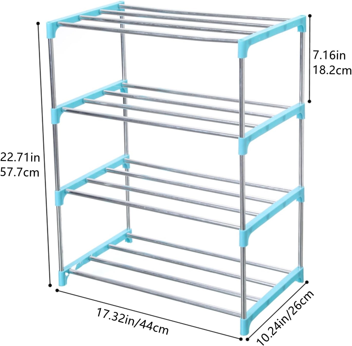 Jucaifu Stackable Small Shoe Rack, Entryway, Hallway and Closet Space Saving Storage and Organization (3-Tier, White)