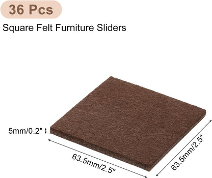 uxcell Furniture Pads, 36Pcs 1.5" - Square Self Adhesive Felt Furniture Pads, Floor Protectors for Furniture Feet Chairs Legs Hardwood Floors (Black)