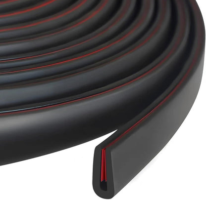 Slimline Cabinet Door Edge Protector, 3/4" Self Adhesive Peel and Stick Rubber Edge Guards, Flexible U Shaped Strips for Kitchen & Garbage Drawer Fronts, Edge Trims for Desks and Shelfves, Black, 10Ft