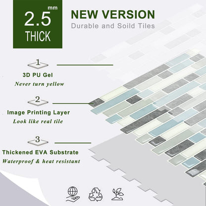 STICKGOO Thicker Design Peel and Stick, Self Adhesive Stick On Tile Backsplash for Kitchen and Bathroom, Beige & White, 12”×12”, 10 Sheets