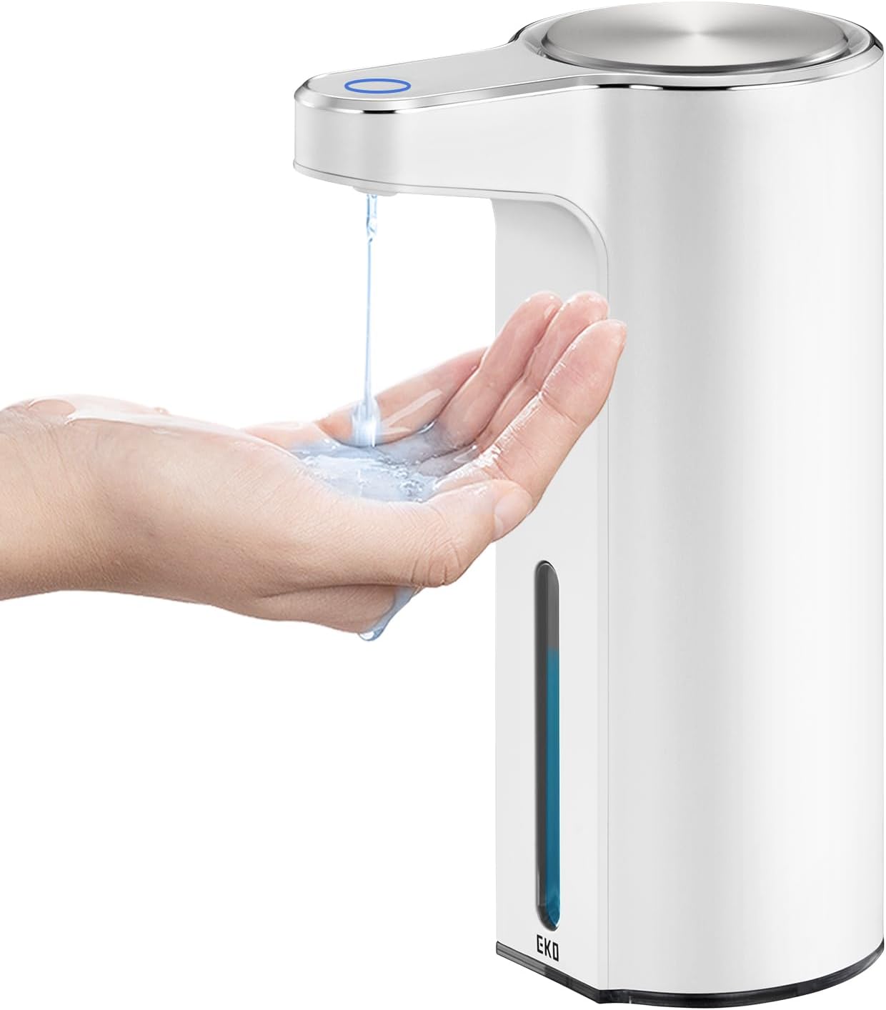 EKO Aroma 9 fl oz Automatic Liquid Soap Dispenser, Rechargeable & Water-Resistant Soap Dispenser for Kitchen and Bathroom with Adjustable Volume Control (Matte Black Steel)