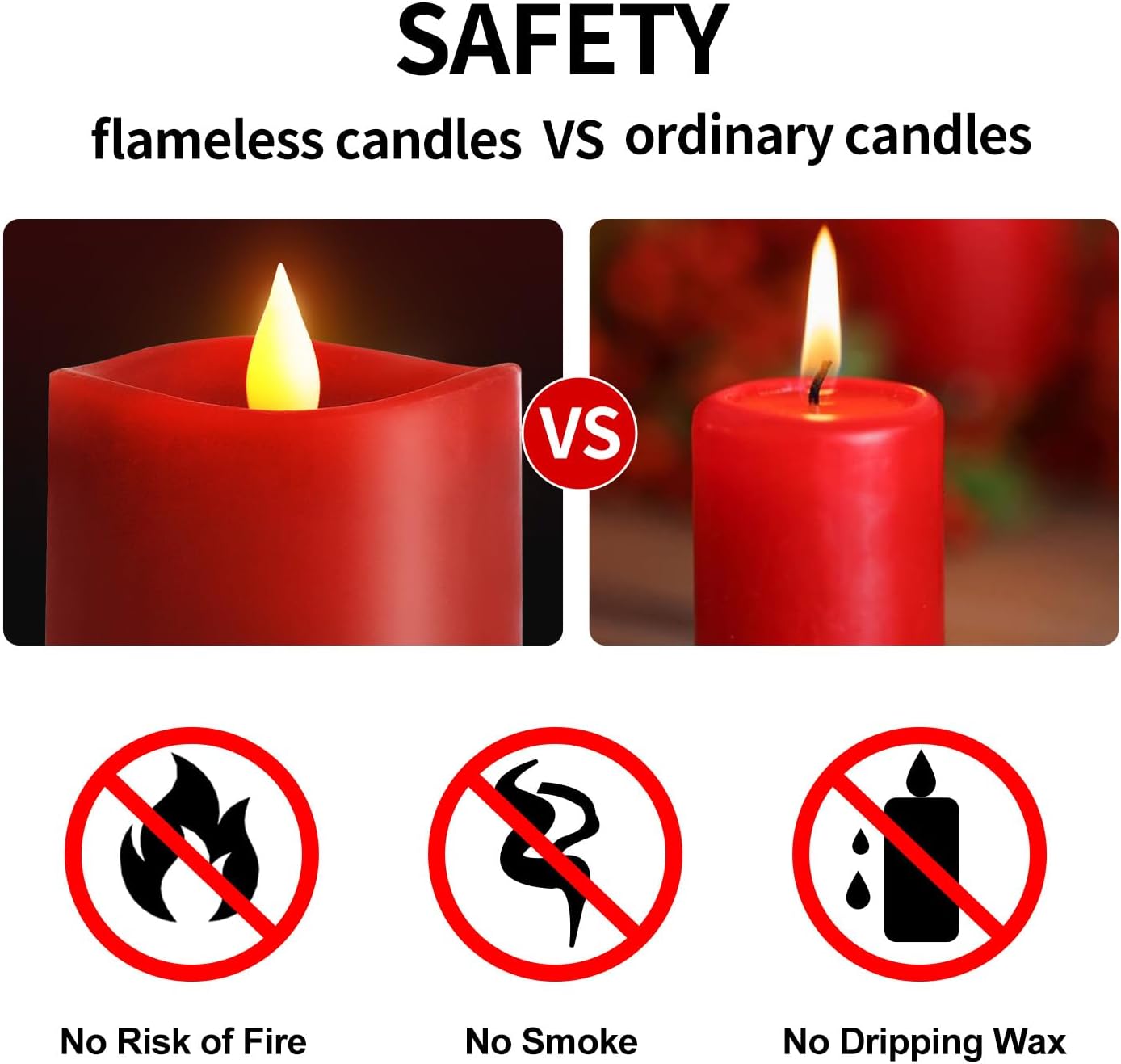 3x3 Flickering Flameless Candles Set of 2, 2AA Battery Life 600 Hours Battery Candles Flickering with Timer,3 inch Flameless Candles with Remote for Indoor/Outdoor, Ivory