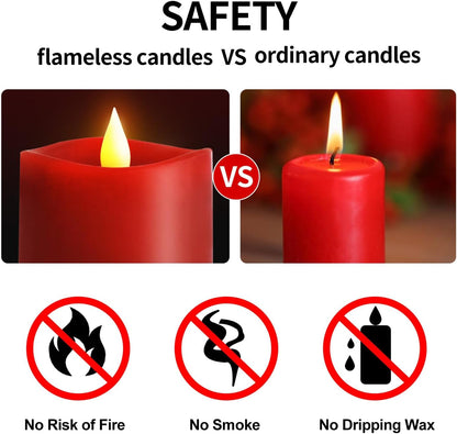 3x3 Flickering Flameless Candles Set of 2, 2AA Battery Life 600 Hours Battery Candles Flickering with Timer,3 inch Flameless Candles with Remote for Indoor/Outdoor, Ivory