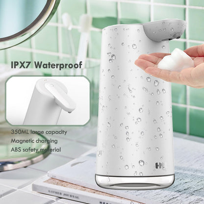 Automatic Foaming Soap Dispenser, 2-Level Adjustable Foam, USB Rechargeable, Touchless Hand & Dish Soap Dispenser for Bathroom, Kitchen, Hotel, Restaurant (White)