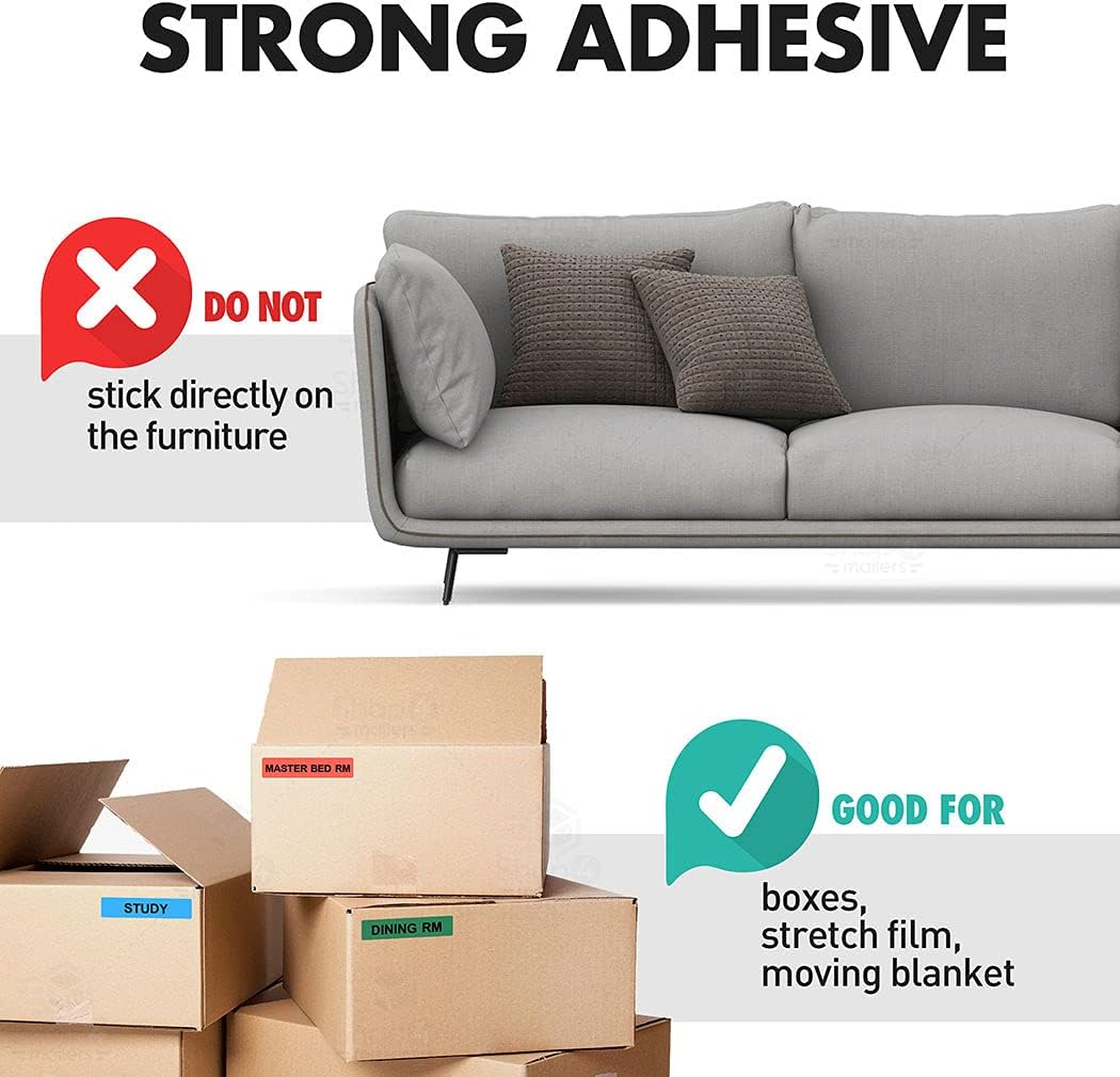 Shop4Mailers Home Moving Color Coded Labels Stickers - 800 Count - 16 Rolls - 50 Labels Per Roll (1 Set)