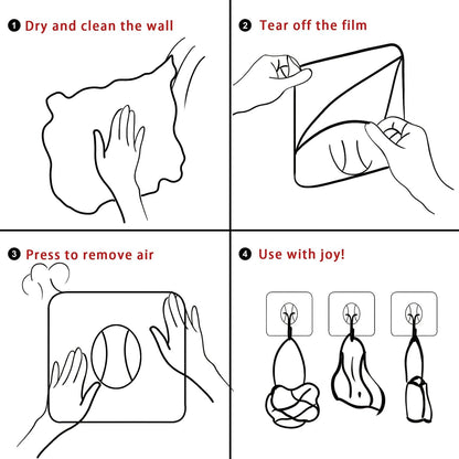 Large Hooks for Hanging Heavy-Duty 44Ib(Max) 10 Packs, Wall Hangers without Nails Self-Adhesive Traceless Clear and Removable, Waterproof and Rustproof Multiple Uses for Bathroom Kitchen Home