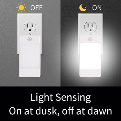 4-in-1 LED Night Light Emergency Backup Light, Motion Sensor, Dusk-to-Dawn Sensor, Rechargeable Battery Operated 5000K Daylight White, LED Flash Light for Home, Power Failure, Hurricane