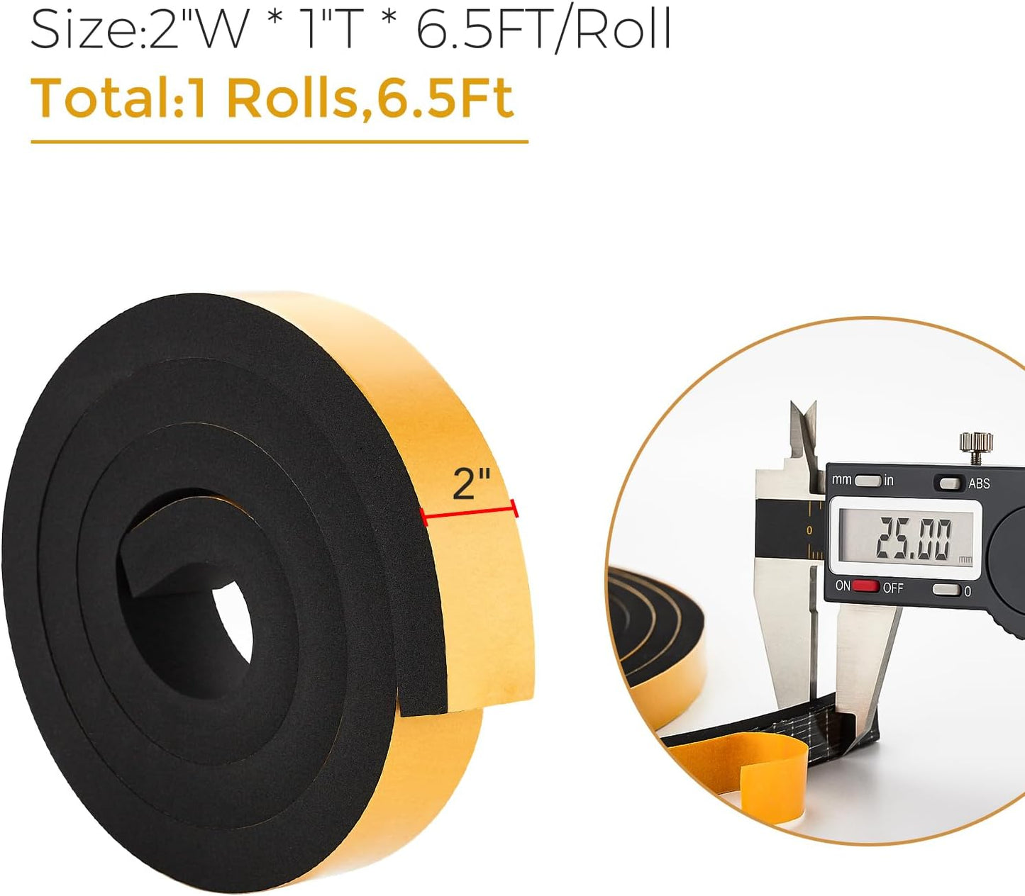 33 Feet Weather Stripping Door Seal- 1/2" Wide X 1/4" Thick Door Bottom Seal Strip High Density Foam Tape Adhesive Rubber Strip for Door Soundproofing,Window Insulation (1/2" x 1/4" x 33FT,Black)