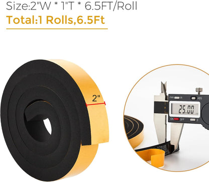 33 Feet Weather Stripping Door Seal- 1/2" Wide X 1/4" Thick Door Bottom Seal Strip High Density Foam Tape Adhesive Rubber Strip for Door Soundproofing,Window Insulation (1/2" x 1/4" x 33FT,Black)