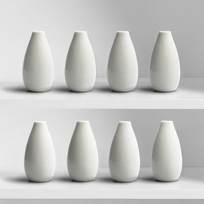 Modern Small Flower Vases 8 Pack - Ceramic, White